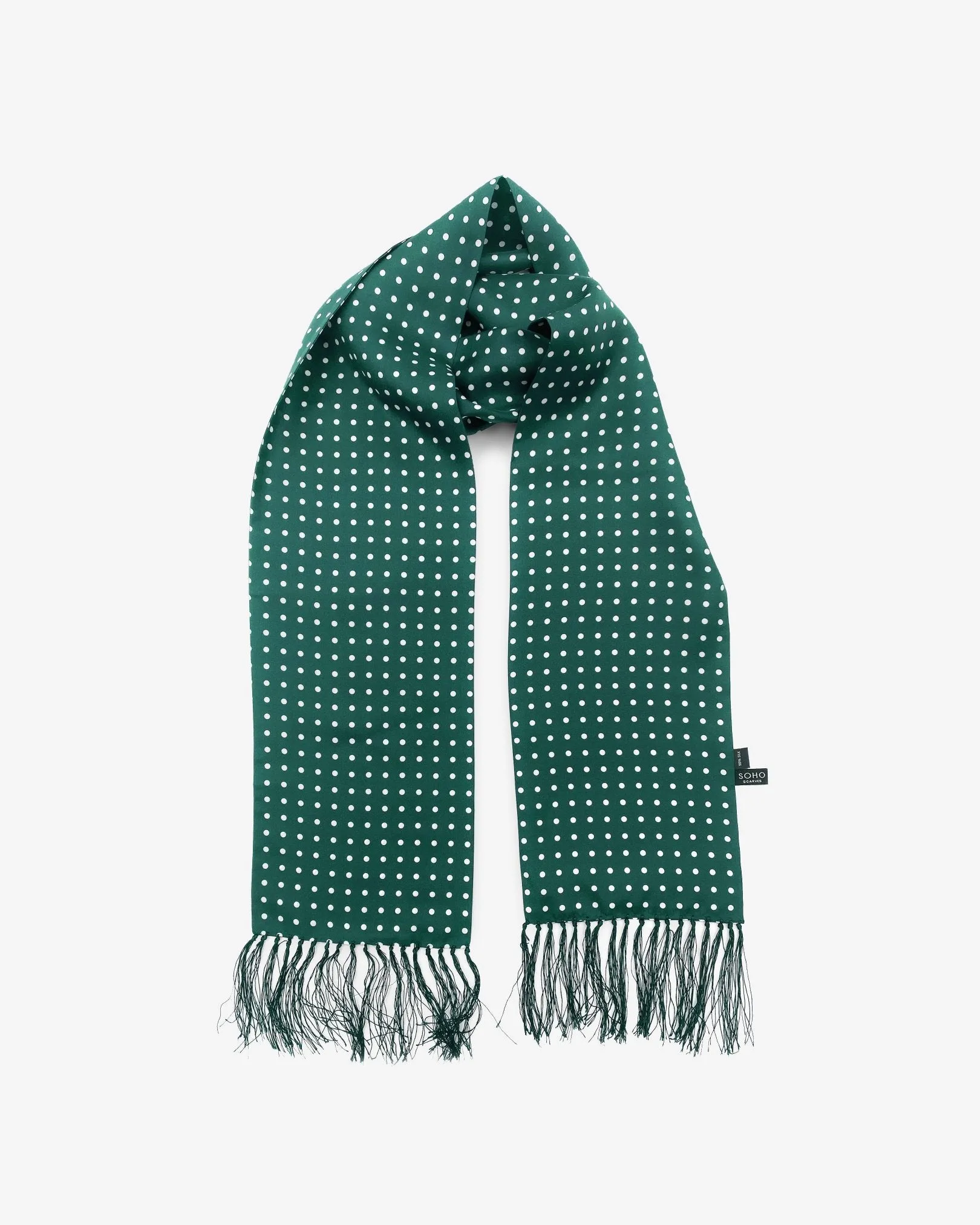 Men's Silk Polka Dot Aviator Scarf in Racing Green - The Westminster RG Aviator