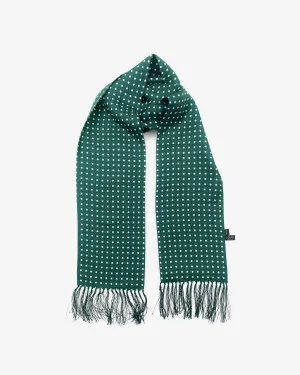 Men's Silk Polka Dot Aviator Scarf in Racing Green - The Westminster RG Aviator