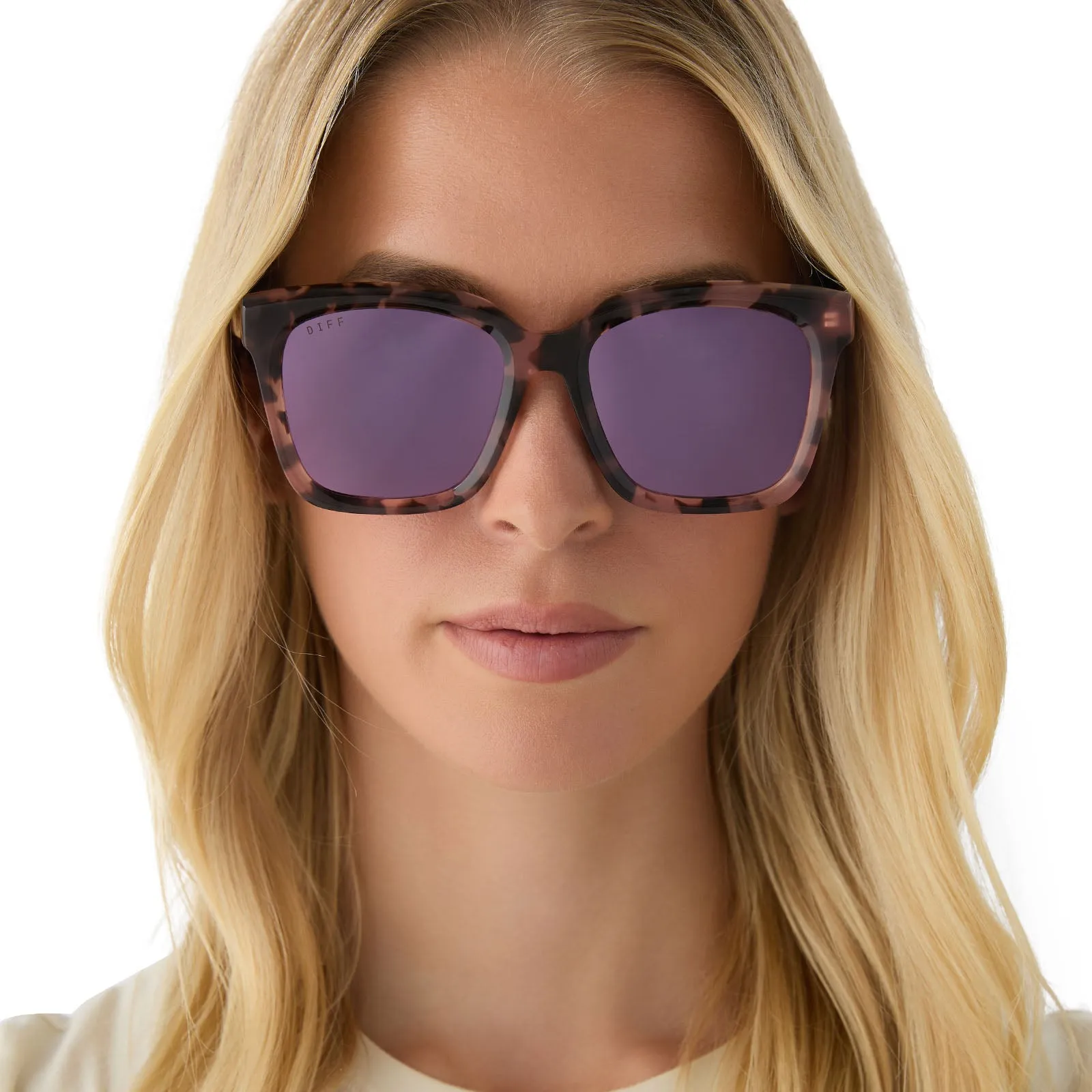 MEREDITH - HIMALAYAN TORTOISE   LIGHT PINK MIRROR SUNGLASSES