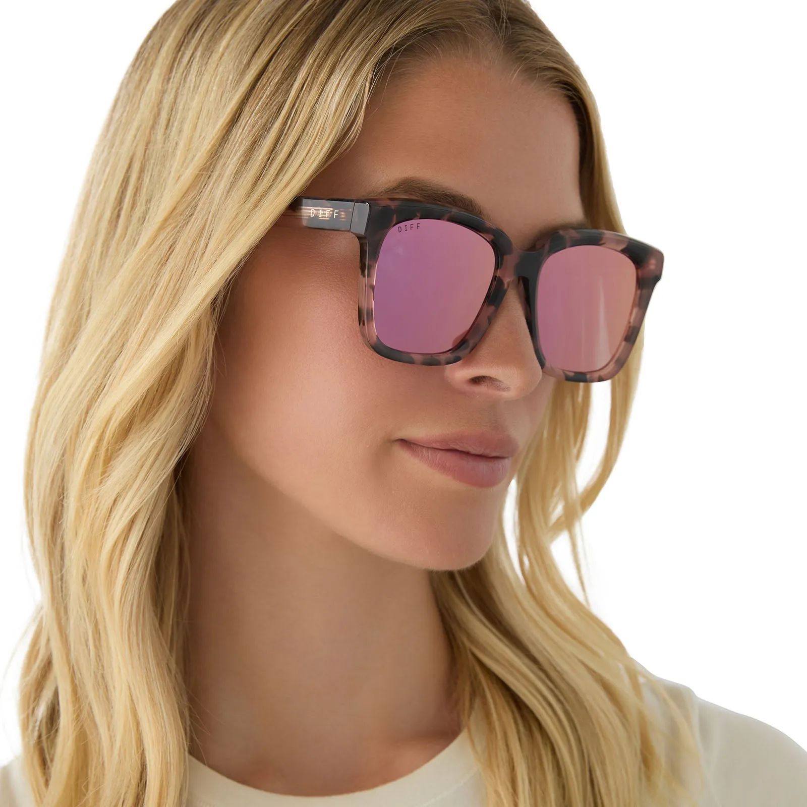 MEREDITH - HIMALAYAN TORTOISE   LIGHT PINK MIRROR SUNGLASSES