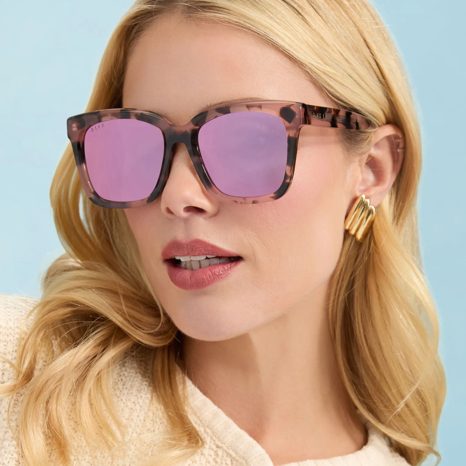 MEREDITH - HIMALAYAN TORTOISE   LIGHT PINK MIRROR SUNGLASSES