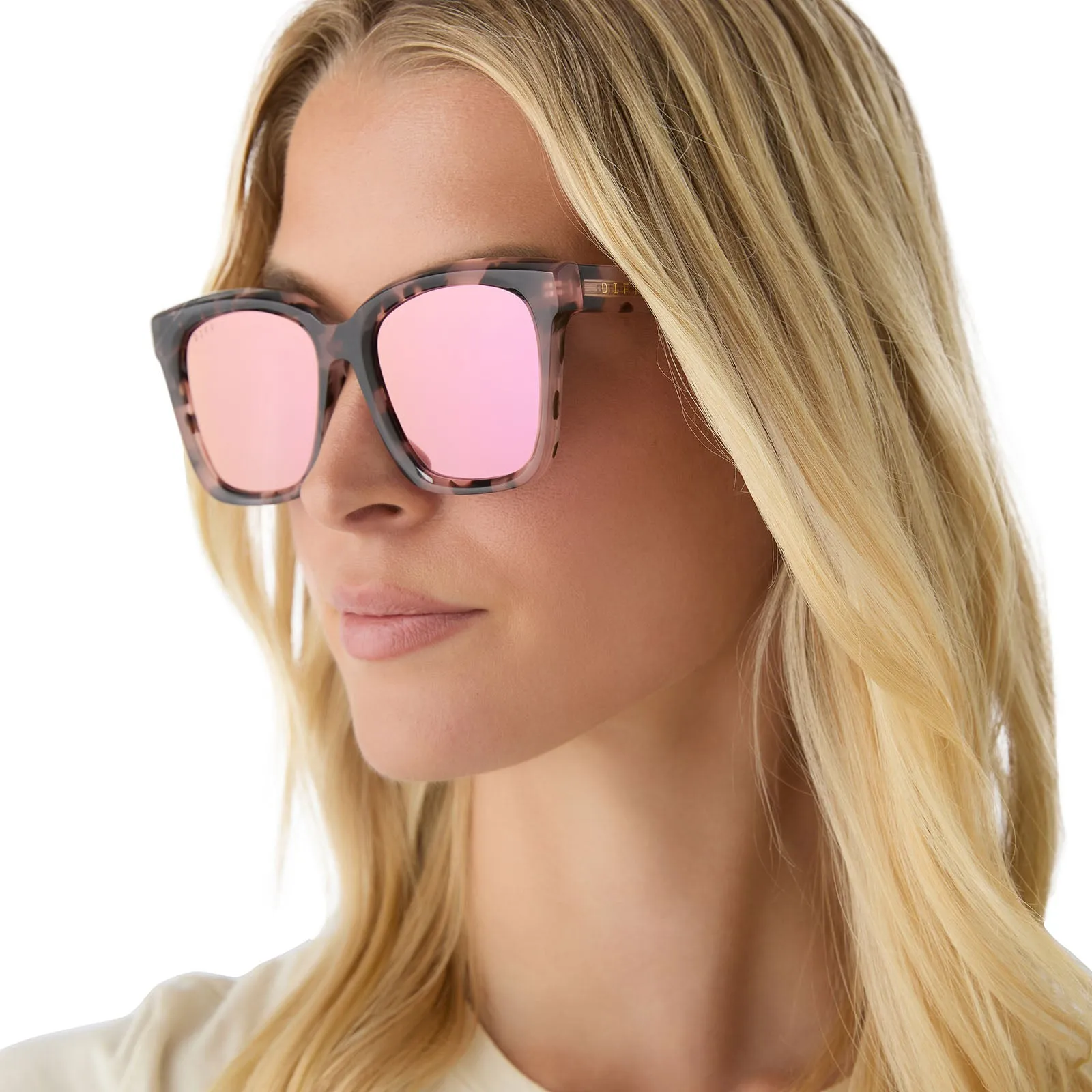 MEREDITH - HIMALAYAN TORTOISE   LIGHT PINK MIRROR SUNGLASSES