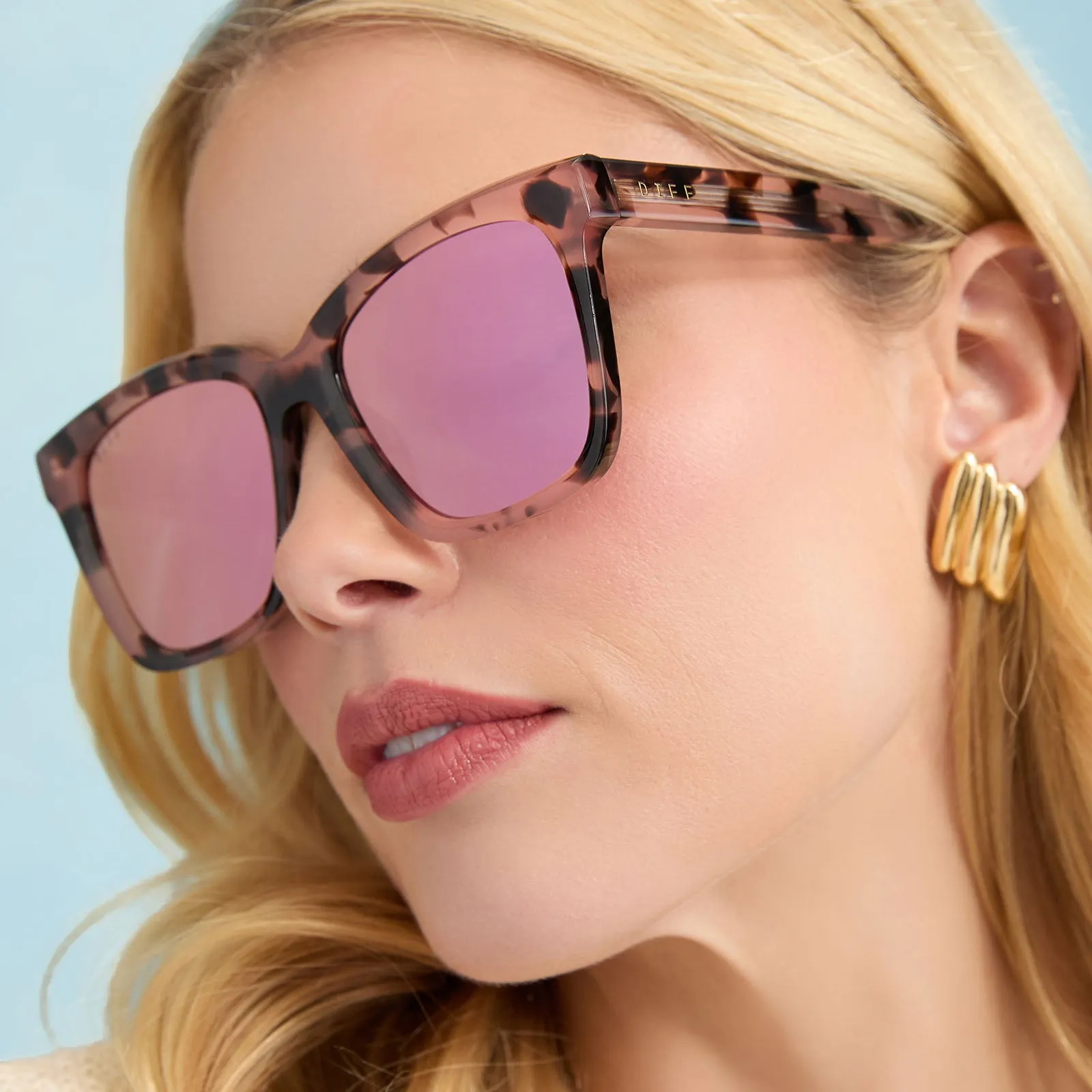 MEREDITH - HIMALAYAN TORTOISE   LIGHT PINK MIRROR SUNGLASSES