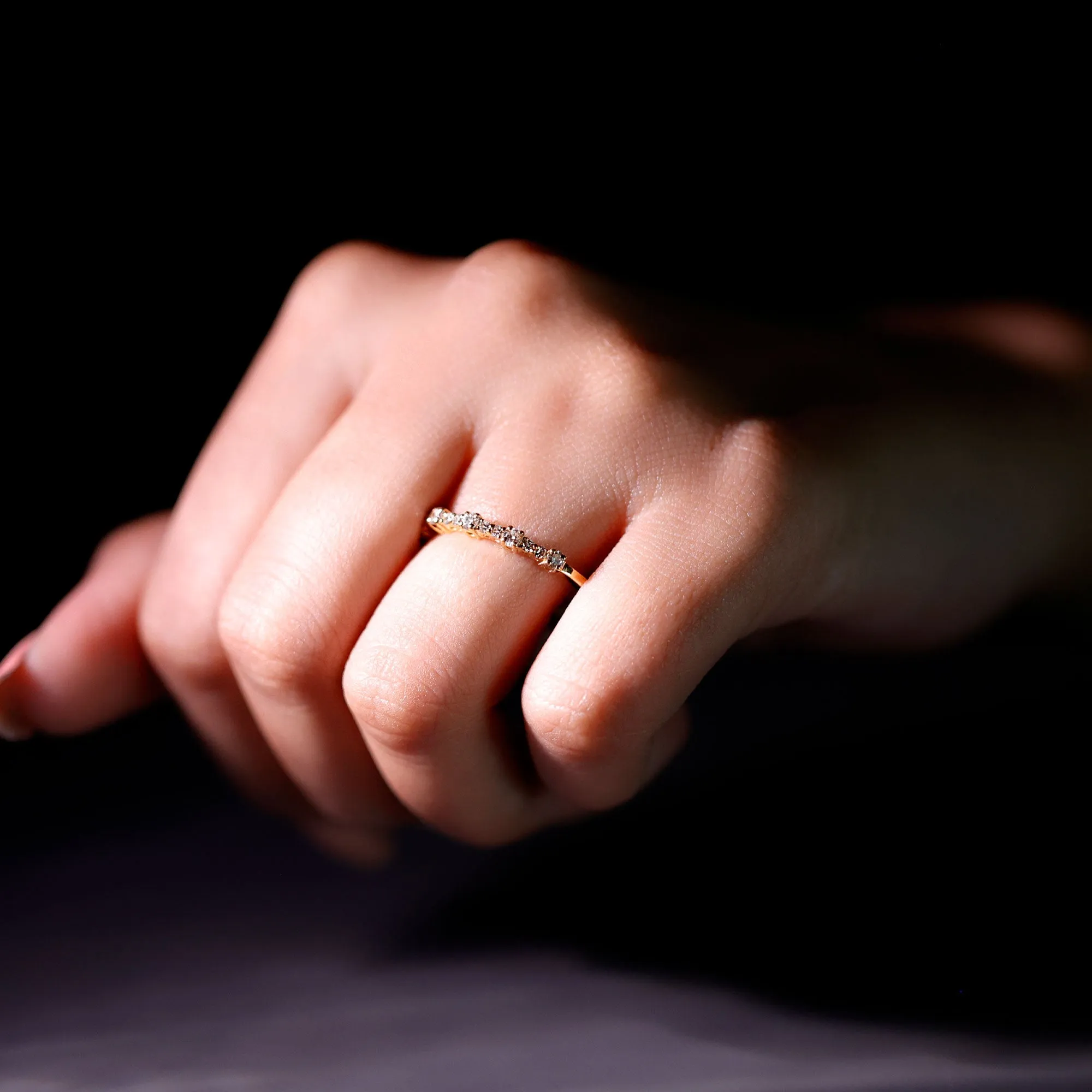 Minimal Diamond Half Eternity Stackable Ring