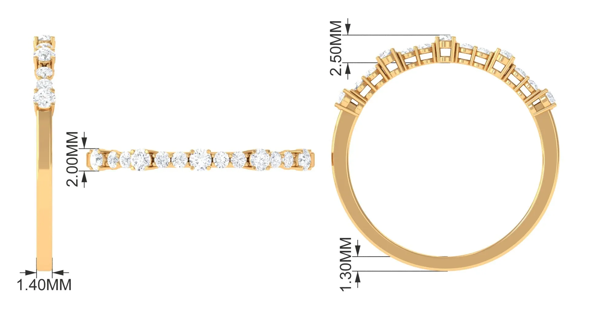 Minimal Diamond Half Eternity Stackable Ring
