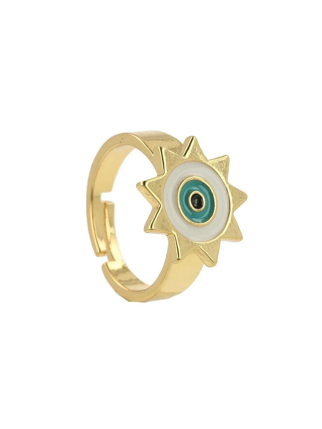 Minimal Evil Eye Ring Ivory