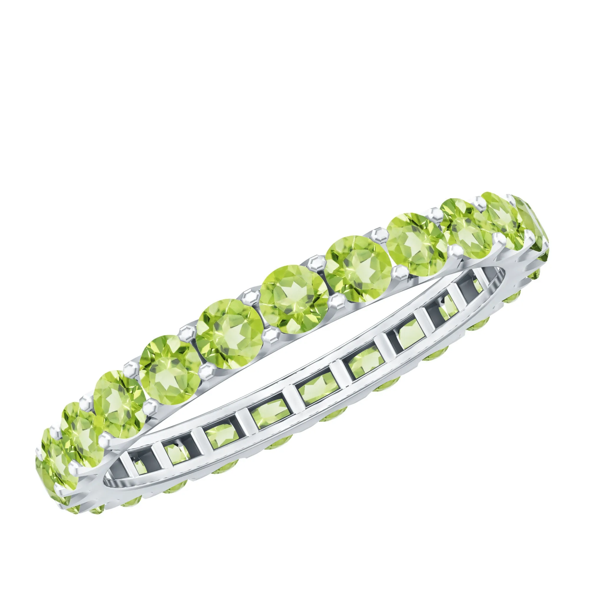 Minimal Green Peridot Eternity Ring