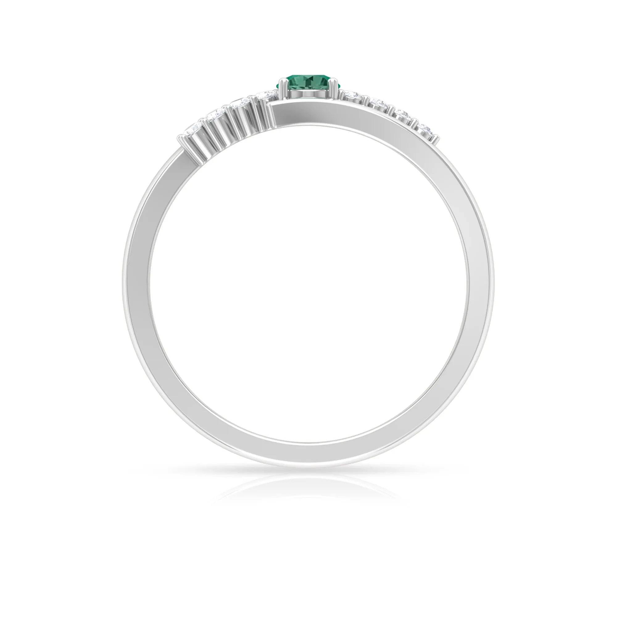 Minimal Green Sapphire and Diamond Bypass Promise Ring