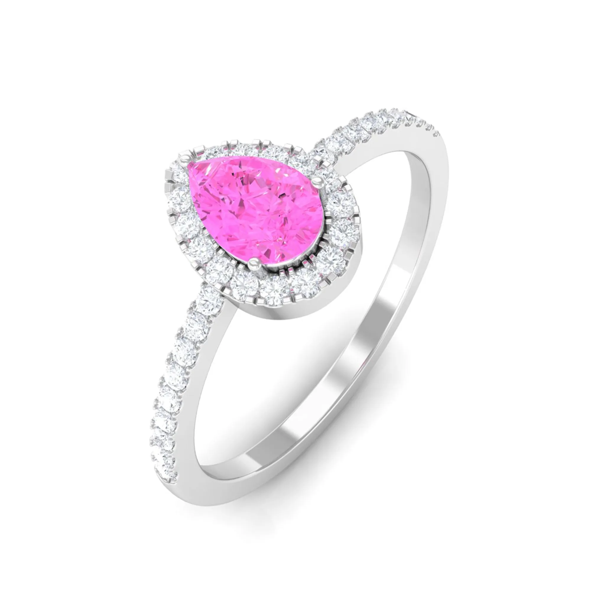 Minimal Pink Sapphire Engagement Ring with Diamond Accent