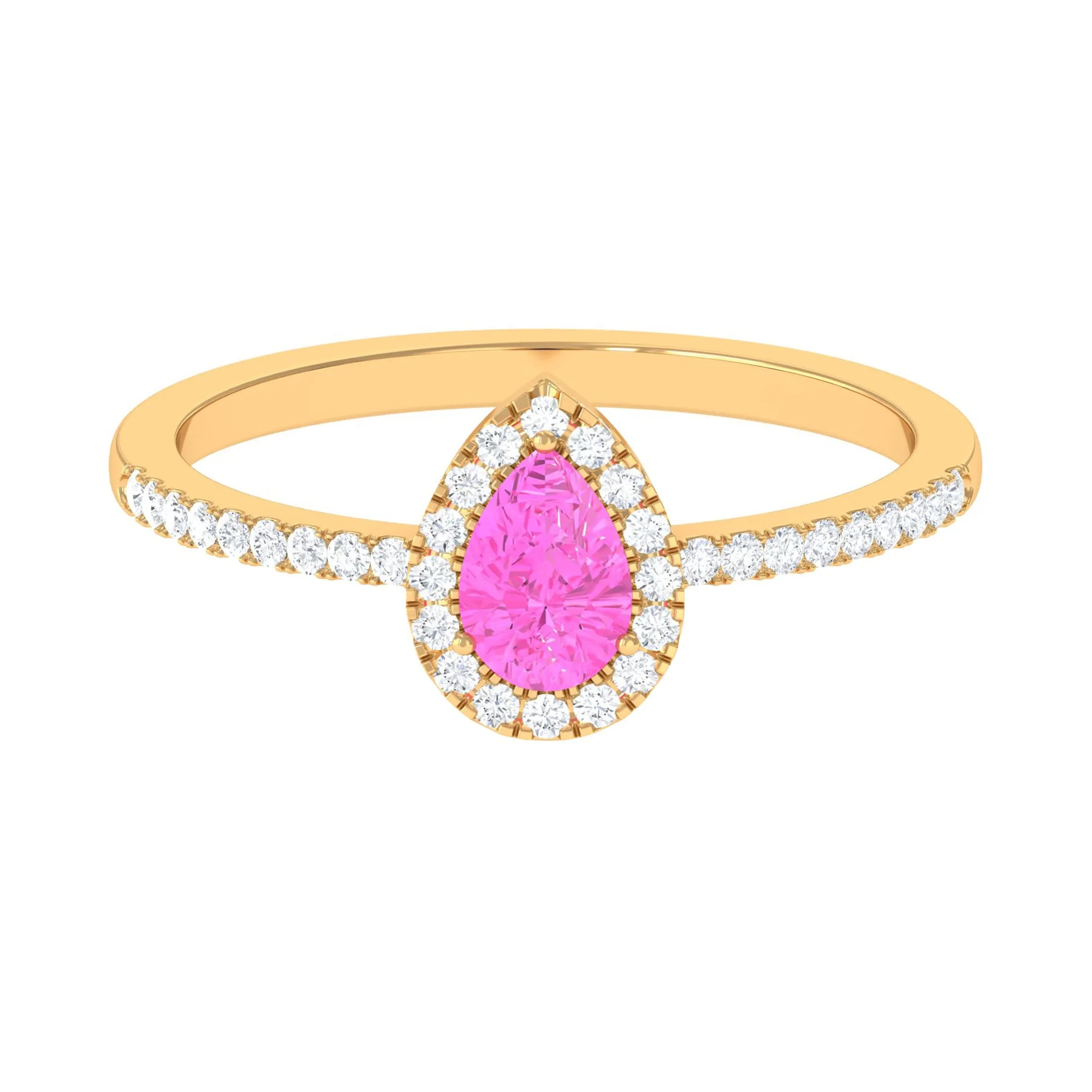 Minimal Pink Sapphire Engagement Ring with Diamond Accent