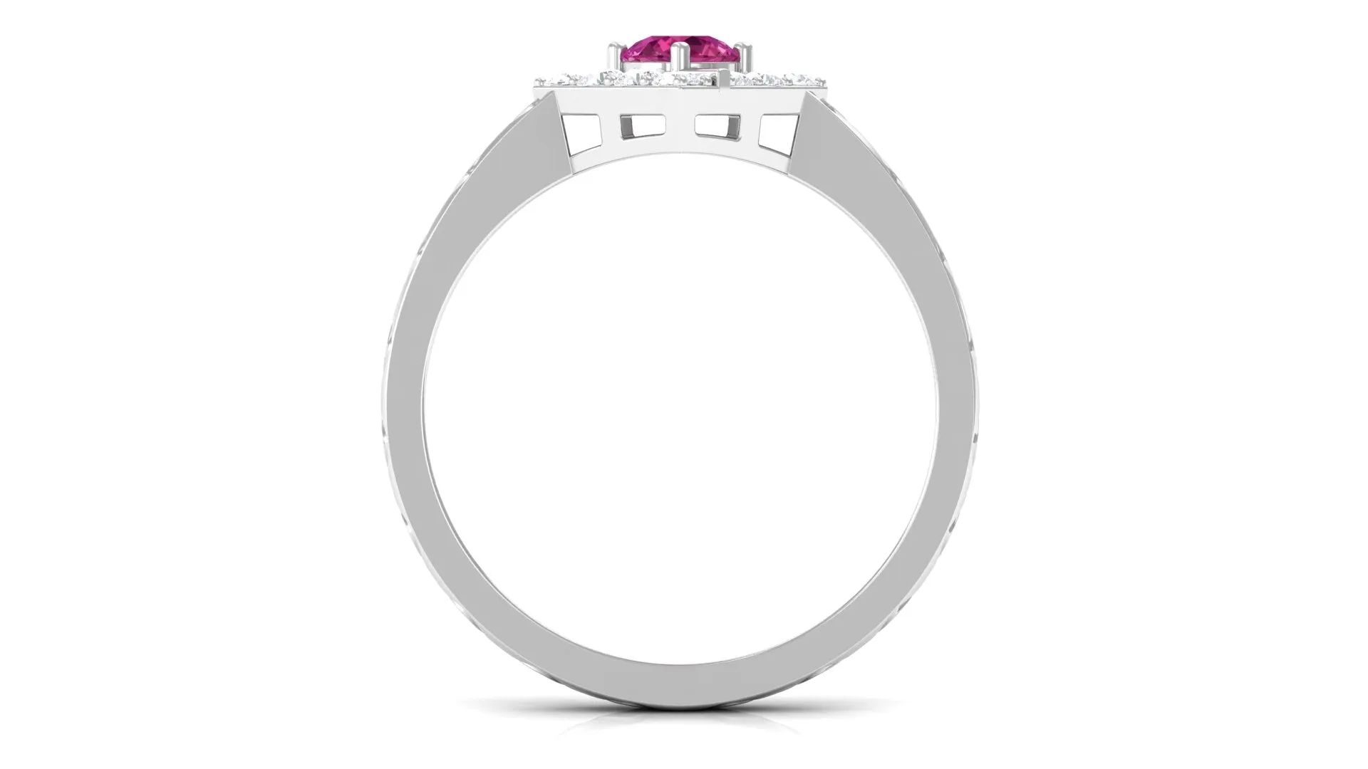 Minimal Pink Tourmaline Textured Ring with Diamond