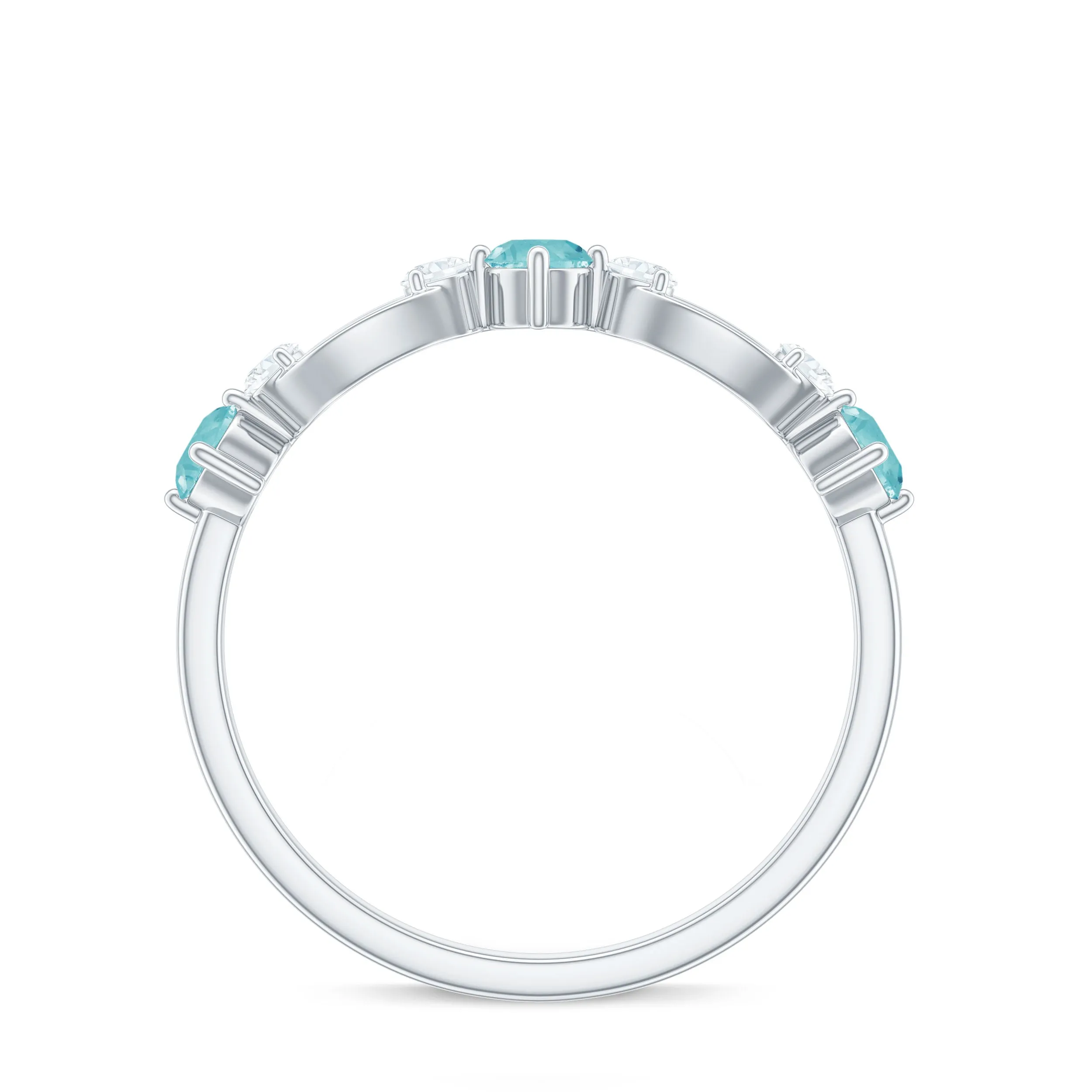 Minimal Promise Ring with Swiss Blue Topaz and Diamond