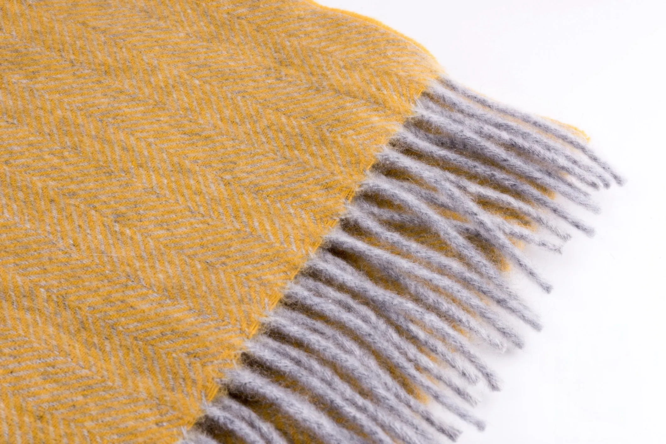 Mustard Yellow Herringbone Cashmere Scarf