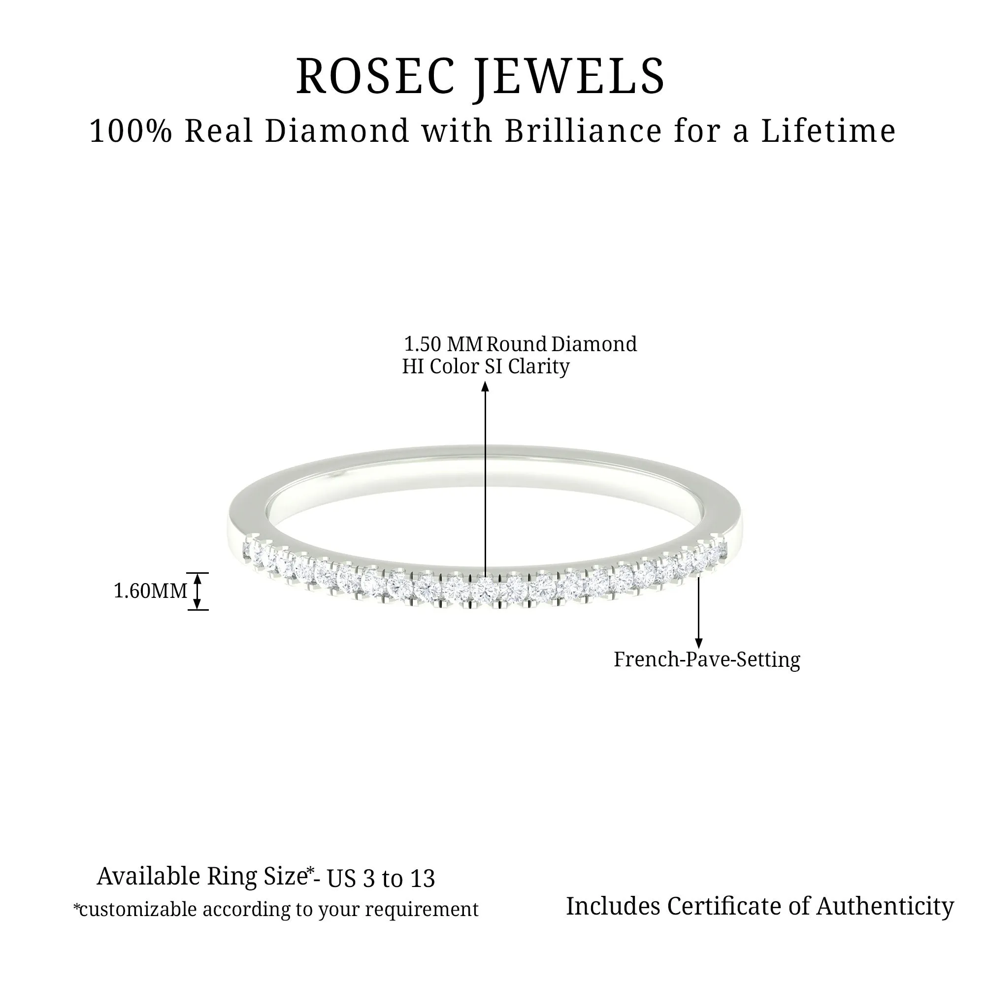 Natural Diamond Minimal Stackable Band Ring