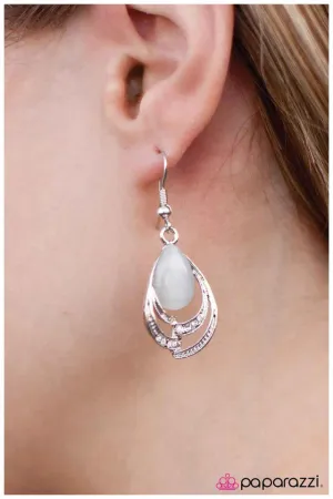 Paparazzi Earring ~ Timeless Teardrops - White