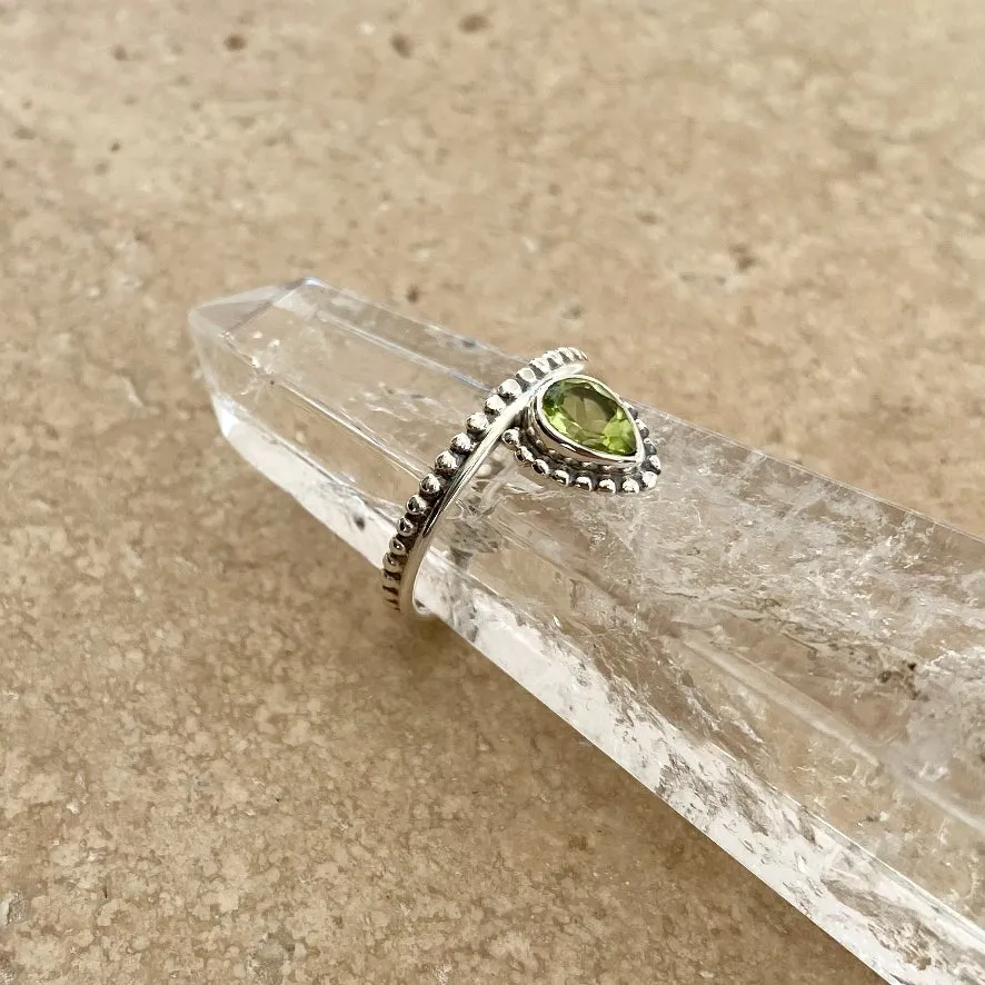 Peridot Teardrop Stacking Ring - Pixie