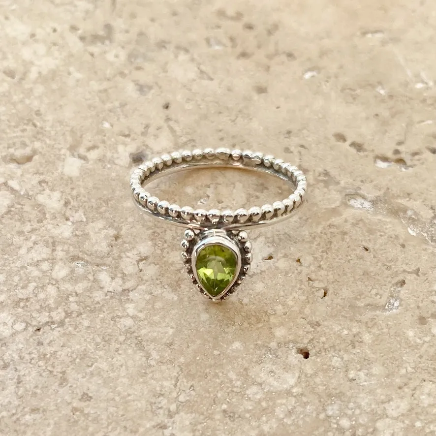 Peridot Teardrop Stacking Ring - Pixie