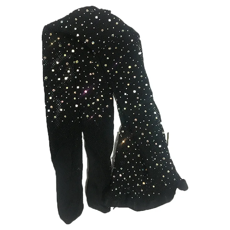 Rhinestone Women Tights Professional Ballroom Dance Stocking Pantyhose