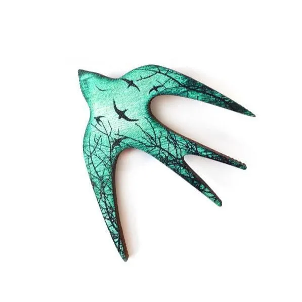 Robin's Egg Blue Swallow Brooch