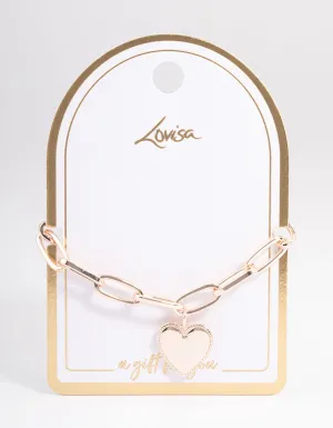 Rose Gold Chunky Pressed Heart Bracelet