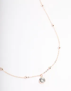 Rose Gold Diamante Satelite Chain Necklace