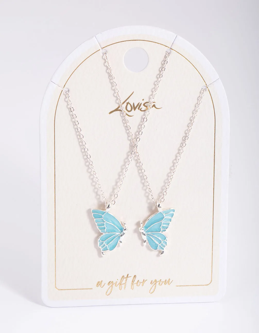 Silver Best Friend Butterfly Necklace Pack