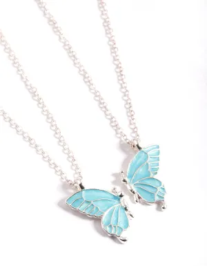 Silver Best Friend Butterfly Necklace Pack