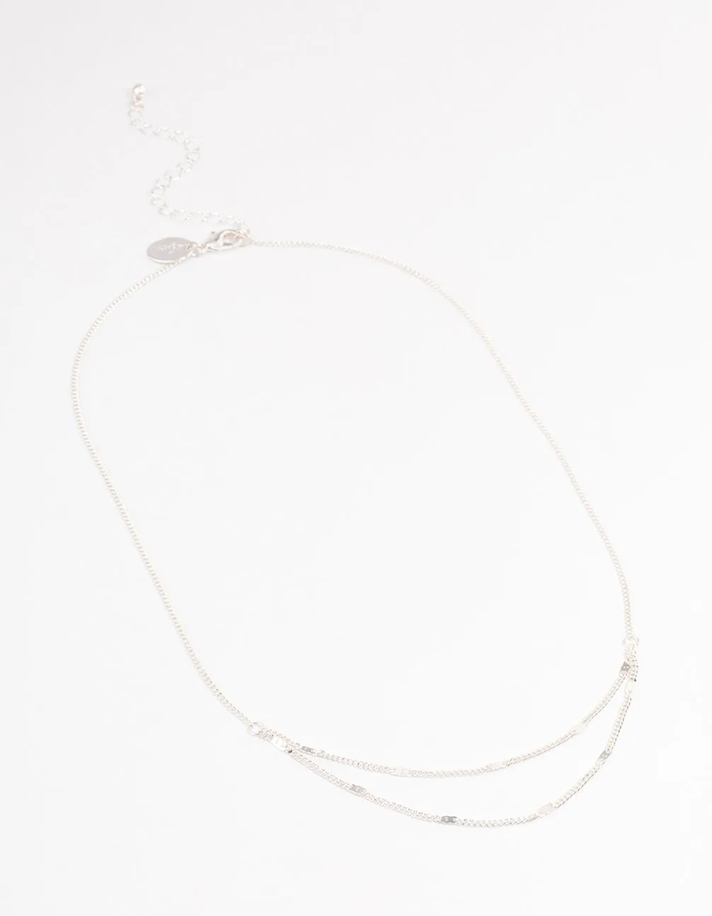 Silver Clamped Cable Double Necklace