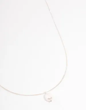 Silver Freshwater Pearl Drop Necklace