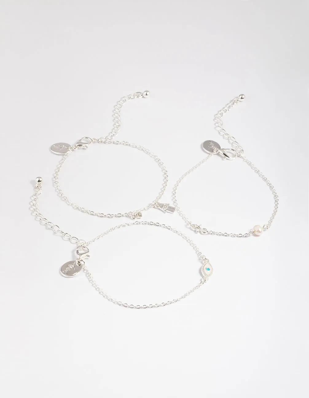 Silver Hamsa & Evil Eye Bracelet Pack