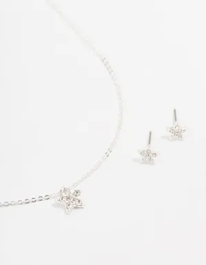 Silver Star Diamante Jewellery Set