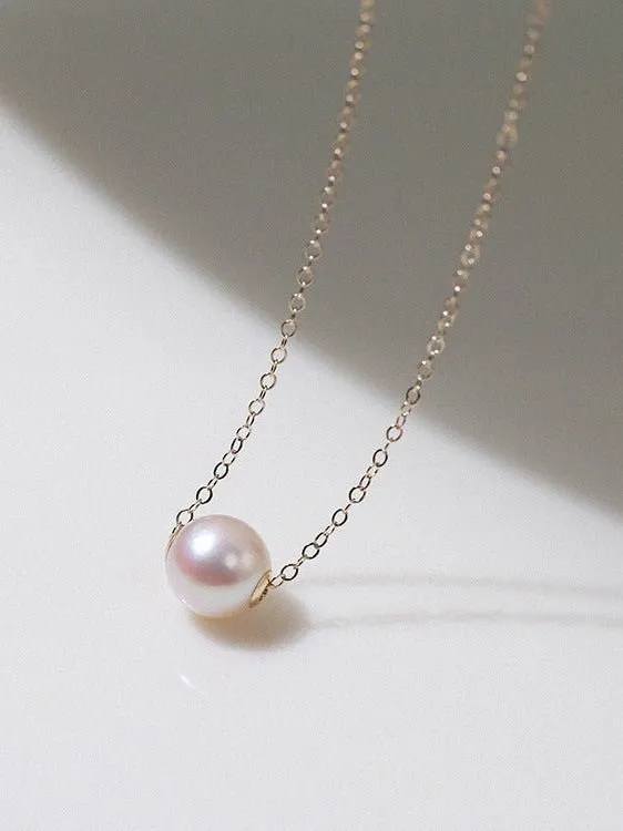 Single Round Pearl Pendant Necklace