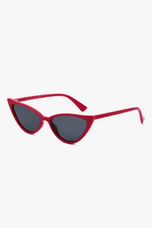 Skipped A Beat Polycarbonate Cat-Eye Sunglasses- Red