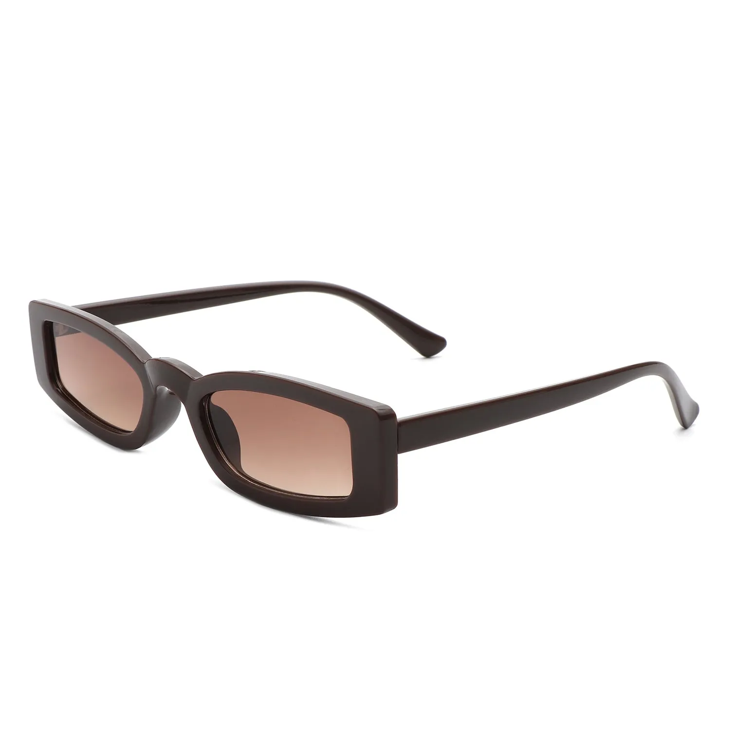 Starzest - Retro Rectangle Slim Tinted Square Narrow Sunglasses