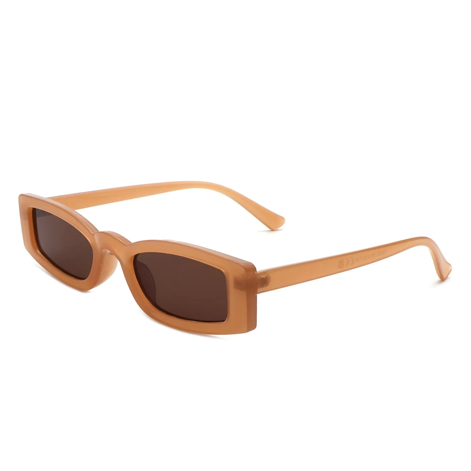 Starzest - Retro Rectangle Slim Tinted Square Narrow Sunglasses