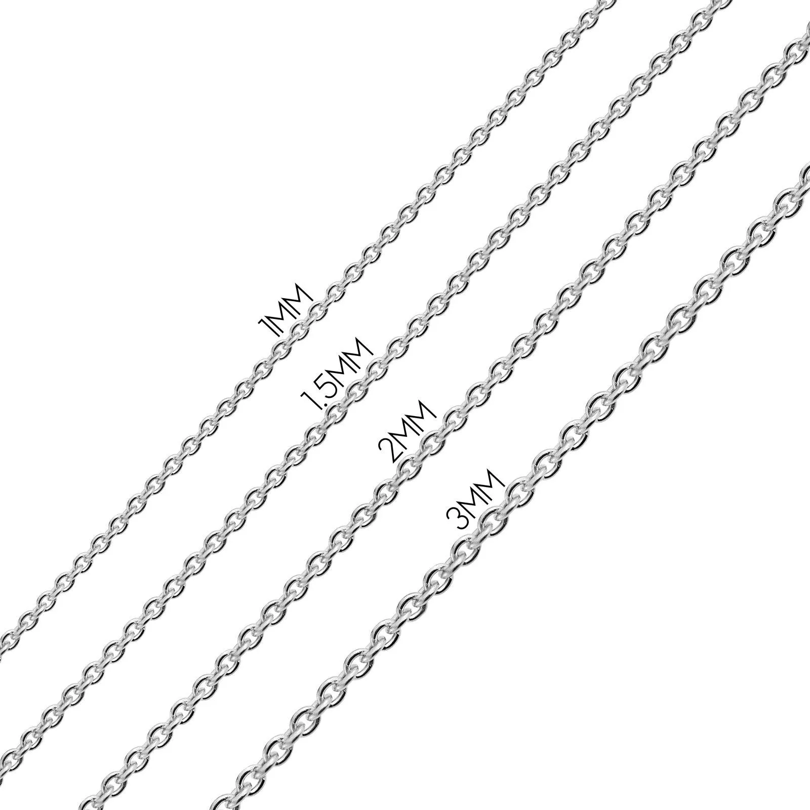 Thin 030 Gauge Sterling Silver Curb Cuban Chain Necklace with Extender 16-18 Inch