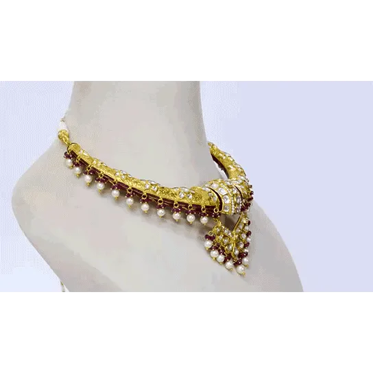 Timeless Traditional Hasli Style Necklace and Long Earring - (KMNE3410)