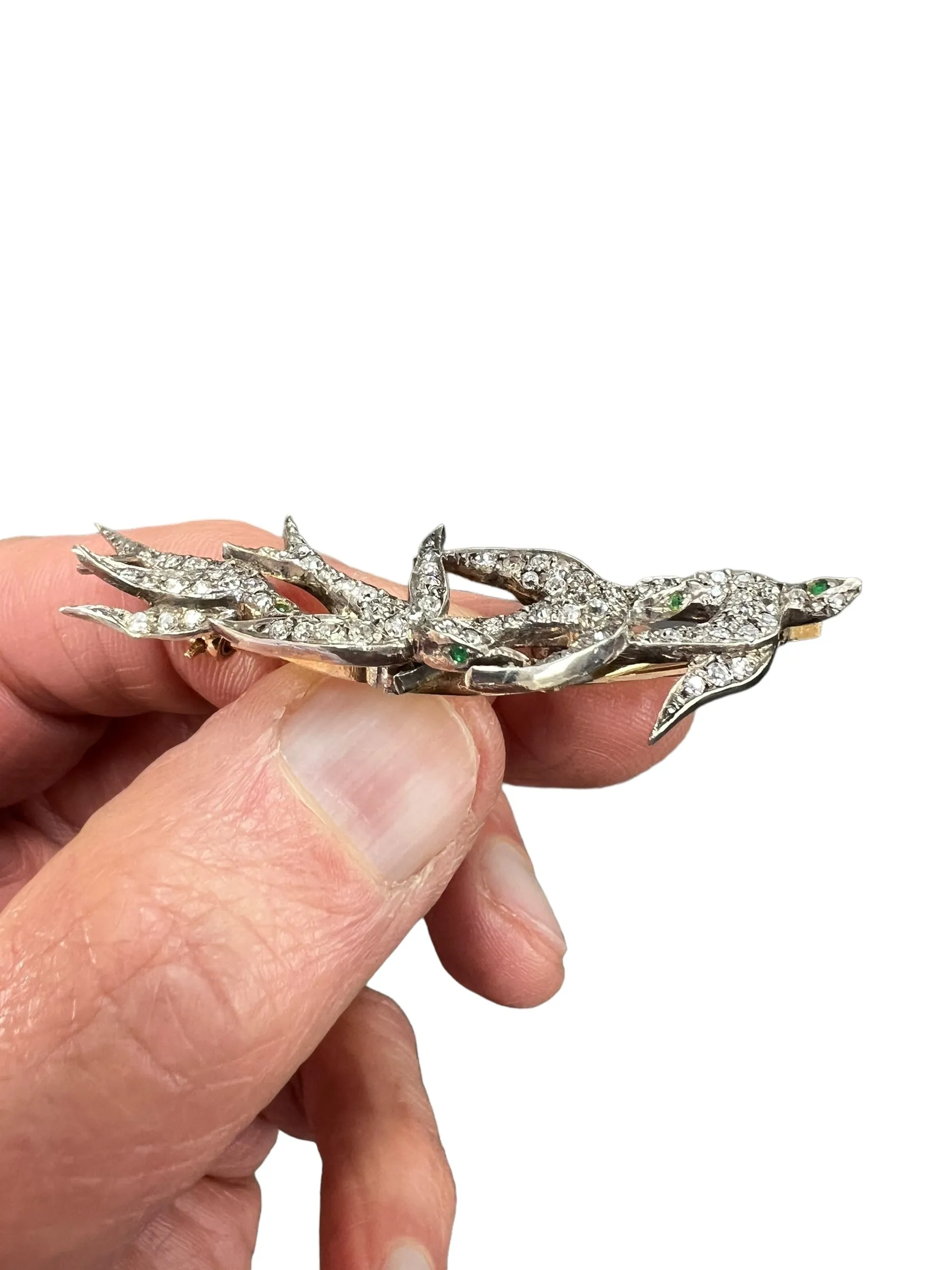 Victorian 4 Swallow Bird Diamond Brooch