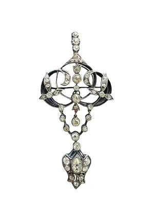 Victorian Old Mine Diamond Silver And Gold Pin Pendant Circa 1890s