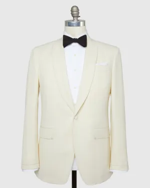 Virgil No. 3 Shawl Collar Dinner Jacket in Ivory Wool Barathea